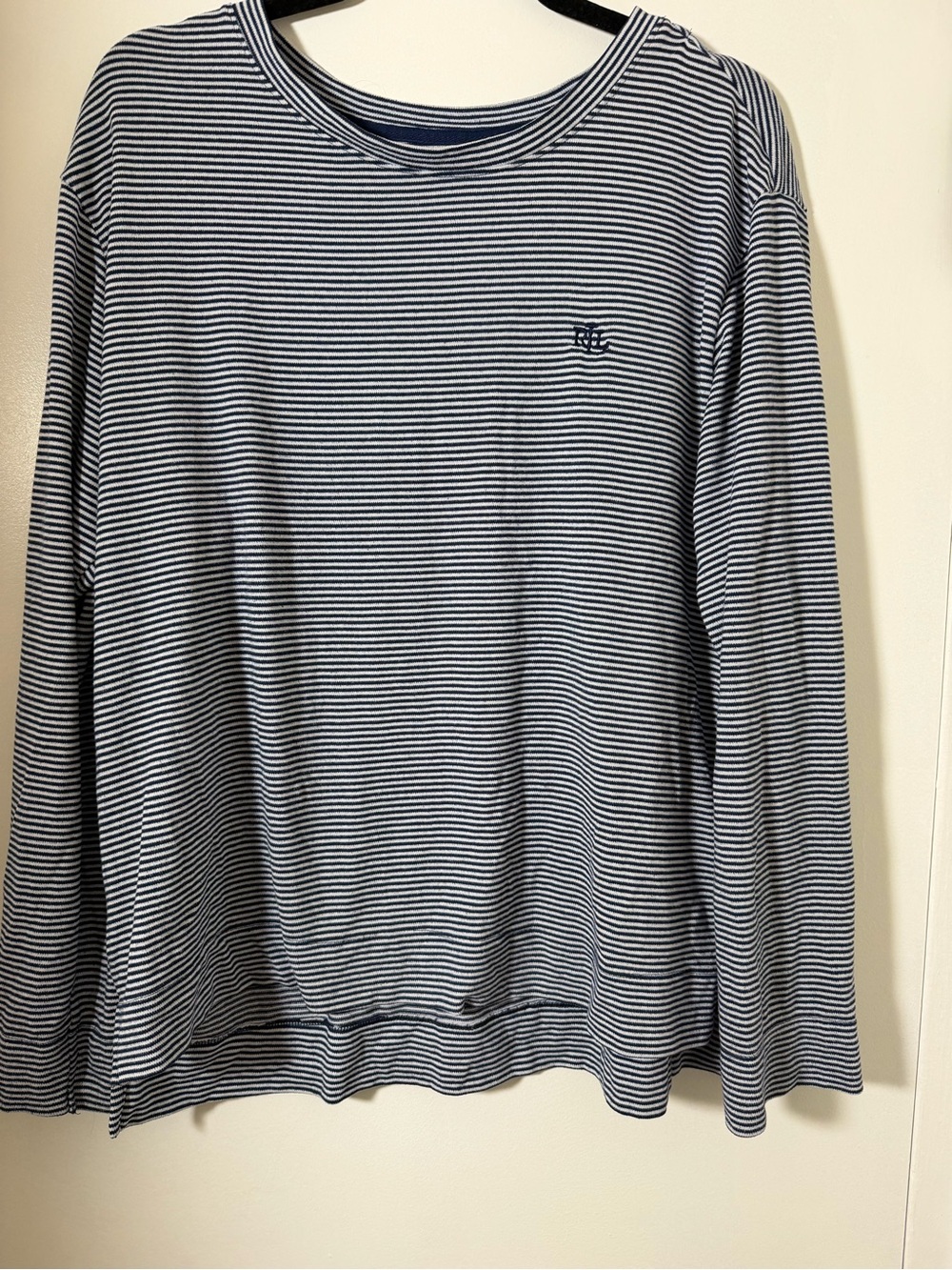 Ralph Lauren Navy and White Striped Pajama Lounge Set - Size Large